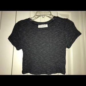 textured dark grey crop top